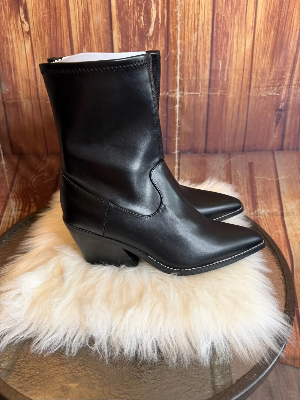Universal Thread Women’s Black Western Ankle Boots Faux Leather Size 9.5